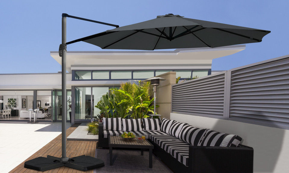 Parasol Sombra 360° rond avec housse de protection