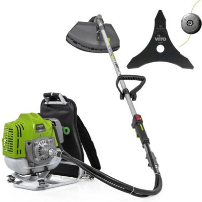 Débroussailleuse Thermique à dos 52cm³ Coupe 25cm Lame et fil nylon Réservoir 1L Autonomi