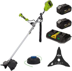 Débroussailleuse et Coupe bordure 40V 2 Batteries Lithium 4Ah + Chargeur Double Lame (1)