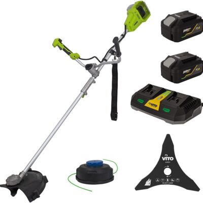 Débroussailleuse et Coupe bordure 40V 2 Batteries Lithium 4Ah + Chargeur Double Lame