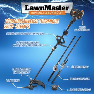 Débroussailleuse thermique 26cc 4 en 1 avec démarrage électrique - Lawnmaster (3)