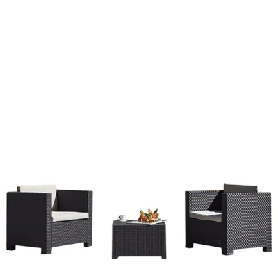 Salon de jardin 2 places effet résine tressée gris RABATANA