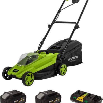 Tondeuse 20V + 2 Batteries 4.0Ah Chargeur double Bac 30L Gazon 500m2 VITO