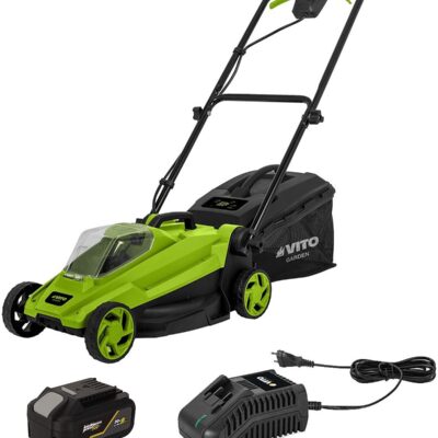 Tondeuse 20V Batterie lithium 4.0Ah Largeur de coupe 32 cm Bac 30L + Chargeur Gazon 300m2