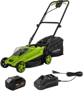 Tondeuse 20V Batterie lithium 4.0Ah Largeur de coupe 32 cm Bac 30L + Chargeur Gazon 300m2 (1)