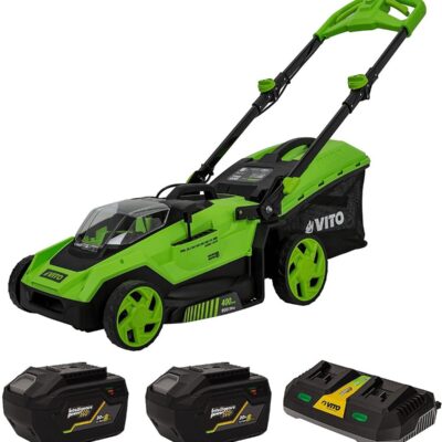Tondeuse 40V - 2 Batteries lithium 6.0Ah Chargeur Double Moteur Brushless 800m2 -VITO
