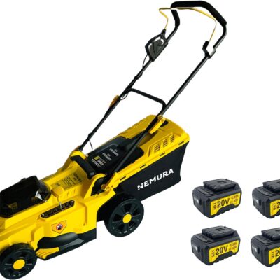 Tondeuse à batterie NEMURA 40V(2x20V) + 4 Batteries 4Ah + Chargeur rapide