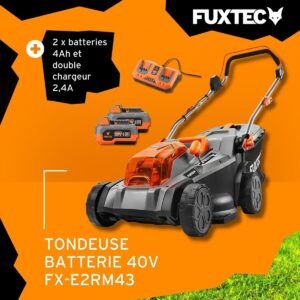 Tondeuse gazon batterie 40V (2X20V) - FUXTEC FX-E2RM43 - 43cm 2 batteries Li-Ion 4Ah, doubl (3)