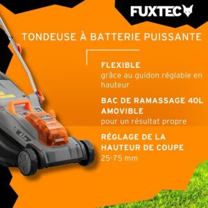 Tondeuse gazon batterie 40V (2X20V) - FUXTEC FX-E2RM43 - 43cm 2 batteries Li-Ion 4Ah, doubl (6)
