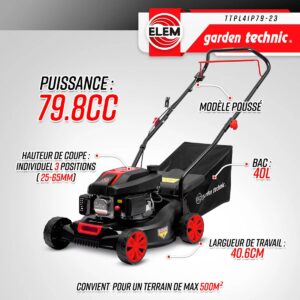 Tondeuse thermique poussée Elem Garden Technic 79.8CC avec carter en plastique (10)