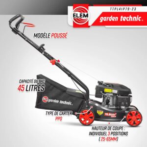 Tondeuse thermique poussée Elem Garden Technic 79.8CC avec carter en plastique (9)