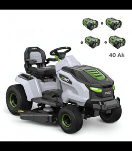 Tracteur tondeuse autoportée EGO TR4201E à éjection latérale et mulching - 4 batteries 10Ah et chargeur rapide (1)