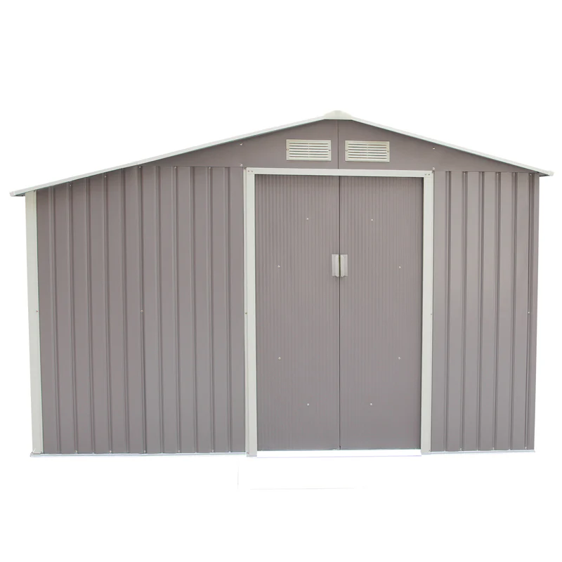 Abri de jardin avec abri bûches 8,72 m² en acier gris TYRELL