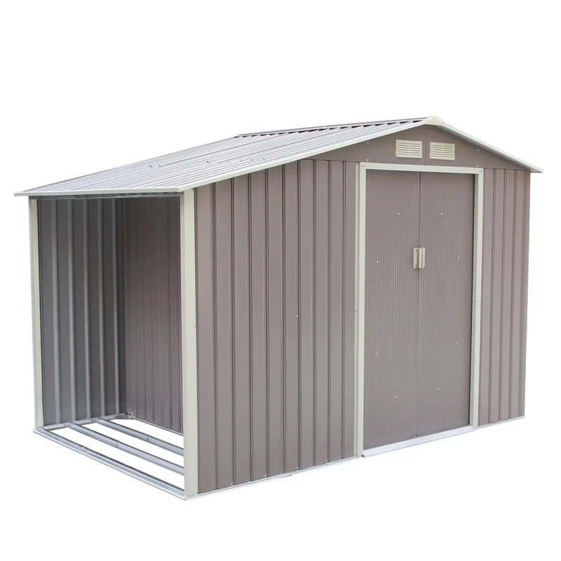 Abri de jardin avec abri bûches 5,31 m² en acier gris TYRELL