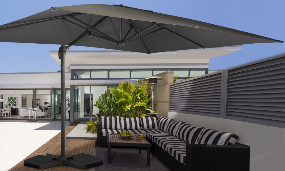 Parasol Sombra 360° rectangle avec housse de protection