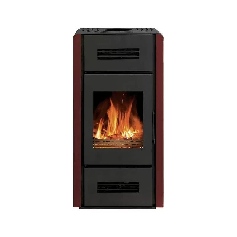 Poêle à bois Romana - option ventilateur - 8 Kw - Rouge